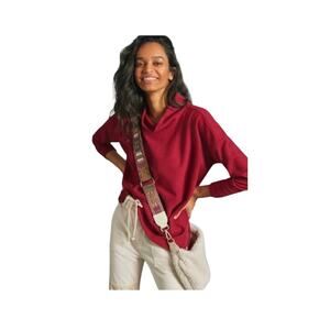 Anthropologie Oversized Slouchy Theresa Raspberry Red Cowl Neck Tunic Top Sz MP